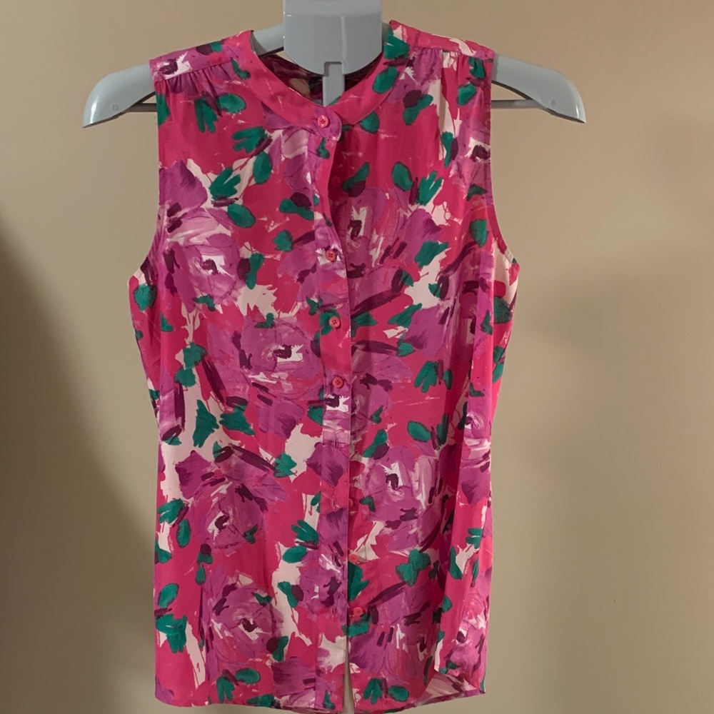 J. Crew Pink Floral Sleeveless Blouse size 4